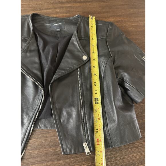 Lamarque Cropped Black Leather Jacket - Picture 10 of 14